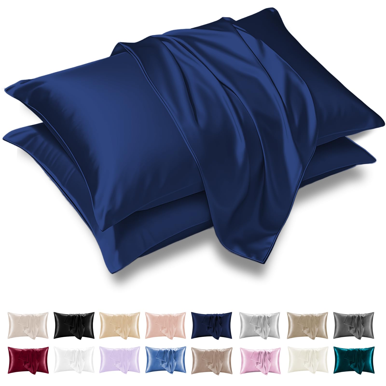 Grace Satin Silk Pillowcases 4 Pack - Satin Pillowcase for Hair and Skin - Ultrasoft Hypoallergenic Pillow Cases with Envelope Closure