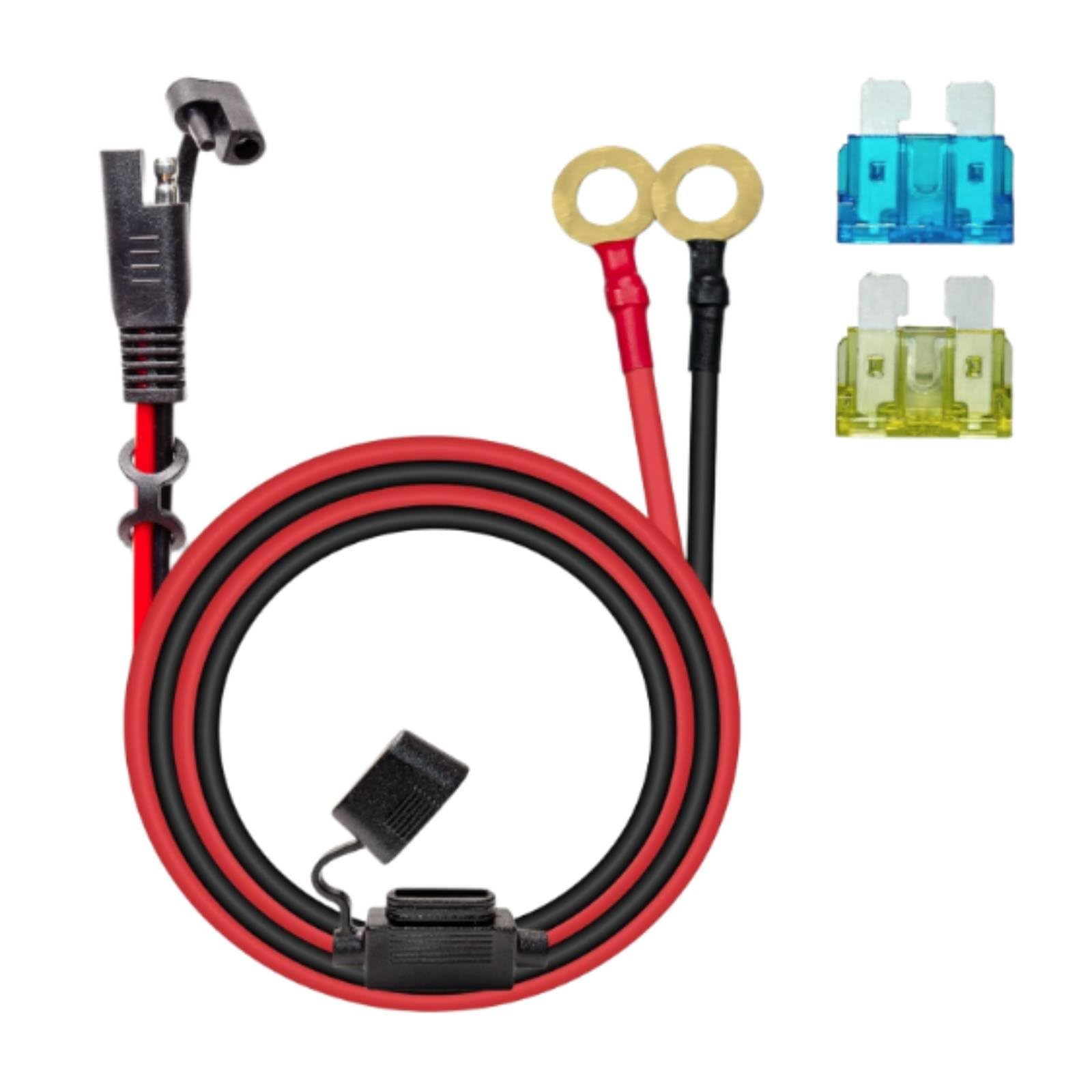 Inline Fuse Protection SAE to O-Circle Terminal Cable Dust and Waterproof Cap Fused Circle Terminal Harness Pure Copper Wire Quick Disconnect Battery Harness for Motorcycle, Car, RV, Boat, SET-image-46