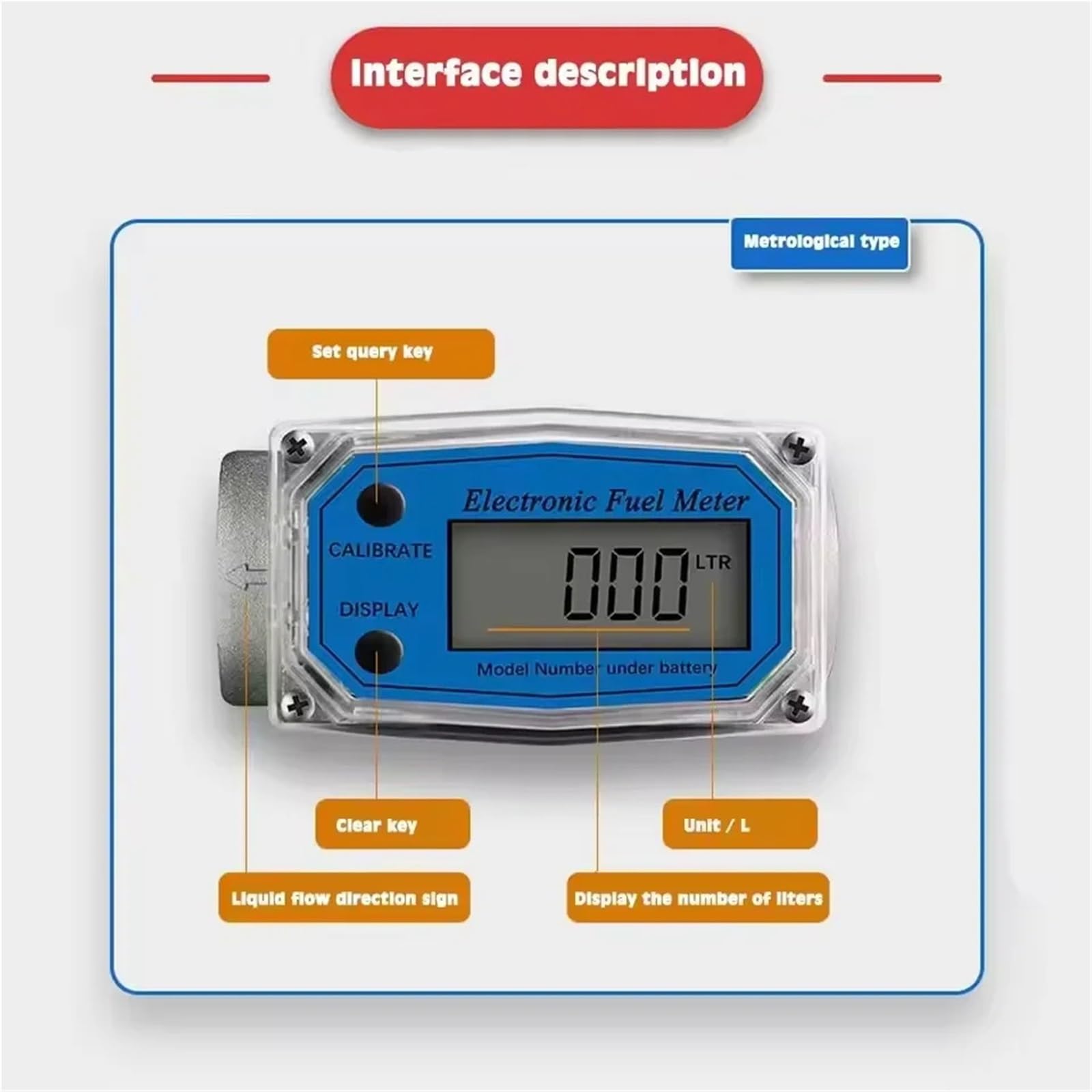Medidor de flujo de agua electrónico DN20 con pantalla LCD, caudalímetro de turbina G3/4(A)