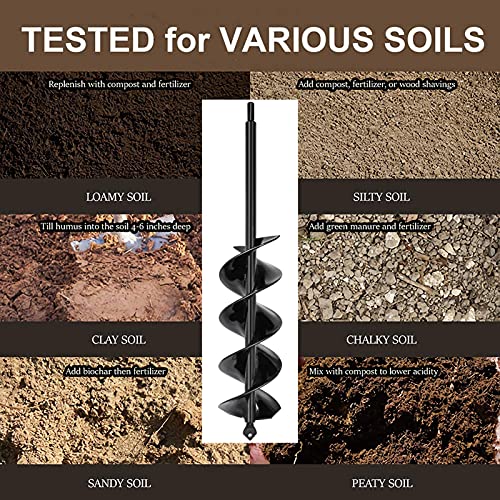 Tcbwfy Garden Auger Drill Bit For Planting 3X16.5Inch,Total Solid Barrel Extensive Blades,For Planting Flowers Bulbs,Rapid Planter Earth Post Umbrella Hole Digger For 3/8"Hex Drive Drill Work For Any Kinds Soil #TOP5