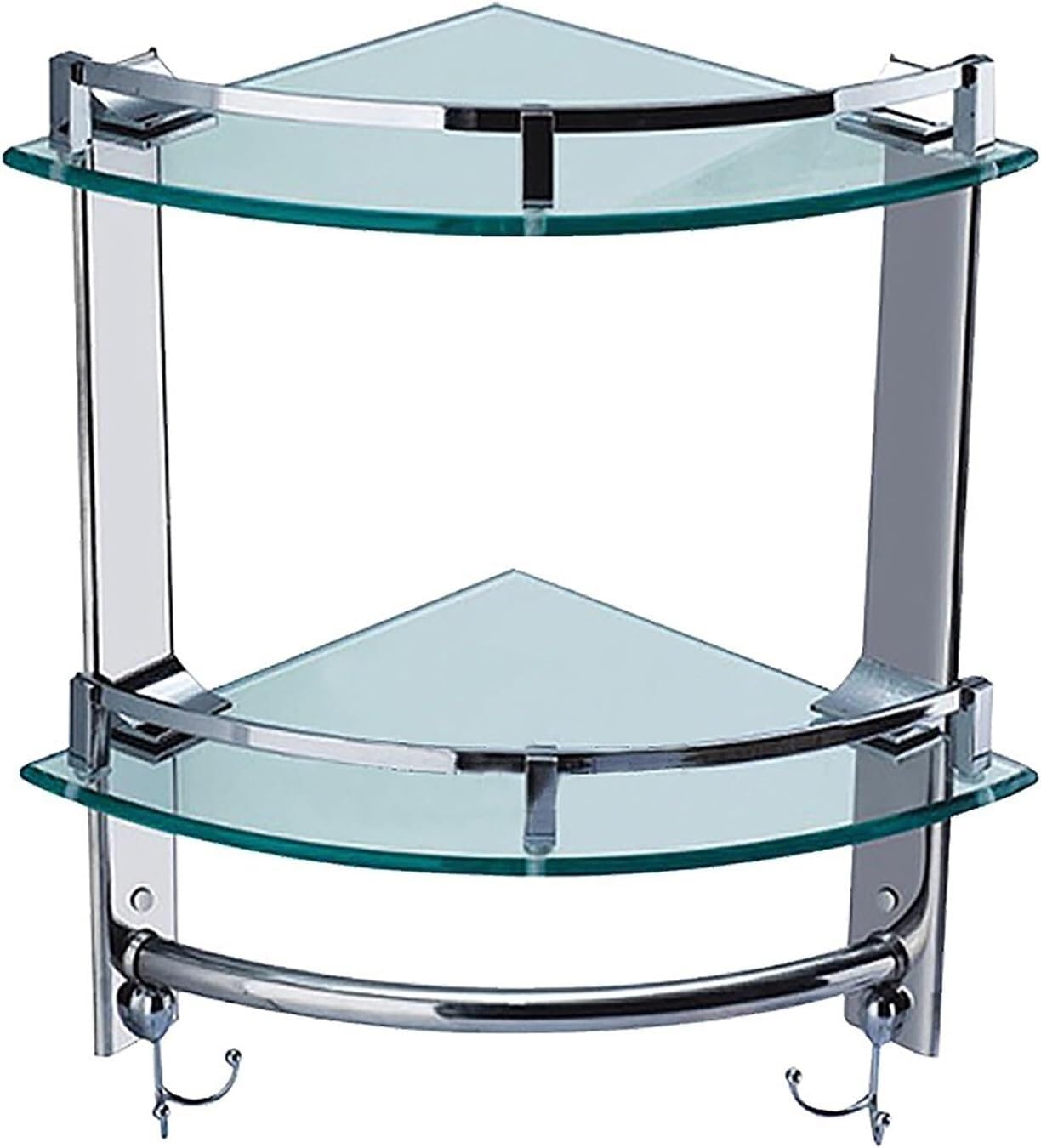 ZDJZMGZ Double Triangle Glass Shelf Bathroom Floating Glass Shelves Wall Mounted Tempered Glass Corner Shower Caddy for Lavatory