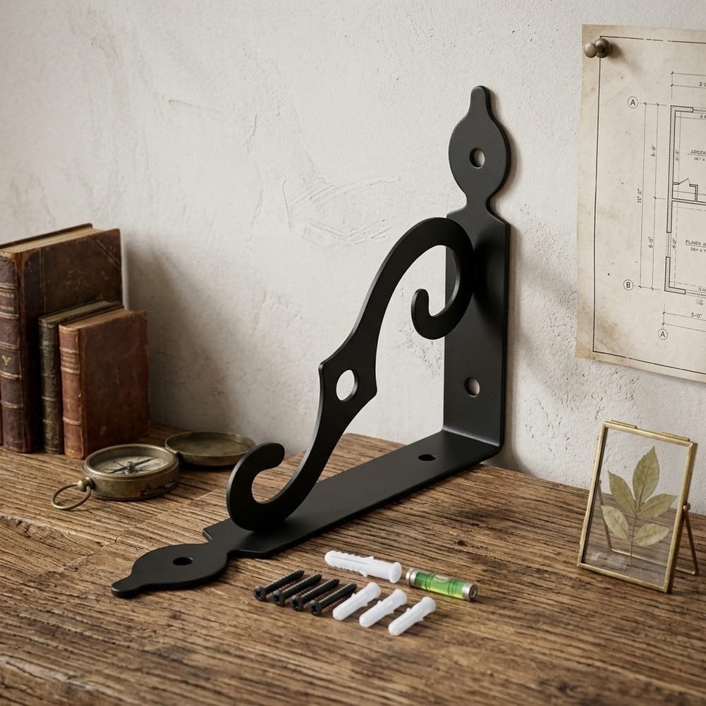 para soporte para estantería Metal 24cm para acero Carbono Negro(Black190*140 * 25mm)
