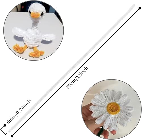 Miniatura 3 de Cuttte 600 limpiadores de tuberías artesanales, tallos de felpilla verde oscuro, limpiadores de pipas blancas para decoraciones de bricolaje y