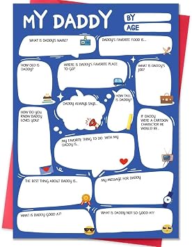 Cute Fathers Day Card from Son Daughter,Funny DIY Fathers Day Gift for Daddy,Fill in Blanks Birthday Card from Kids for Dad,Men Bday Gift Idea