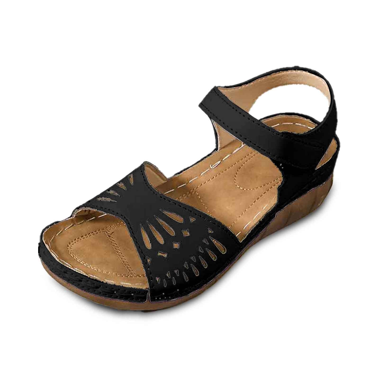 Platform Clogs Women Closed Toe Wedge Slip On Walking Sandals Hollow Out Comfortable Womens Wide Sandals Size 9w (Black, 6.5)