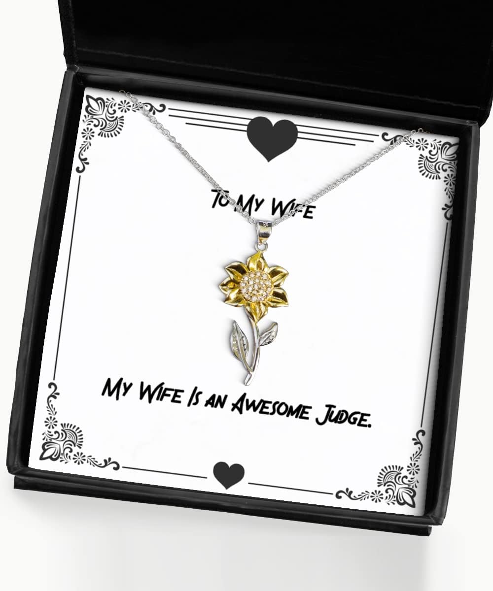 Inspire Wife, My Wife is an Awesome Judge, Wife Sunflower Pendant Necklace from Husband