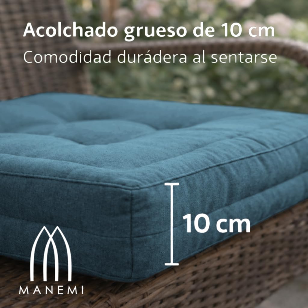 MANEMI Coussin de sol rembourré 60 x 60 x 10 cm, coussins pour palettes, banc, chaise et sol, oreiller de sol confortable pour intérieur et extérieur. Coussin avec texture de bambou, coussin de siège
