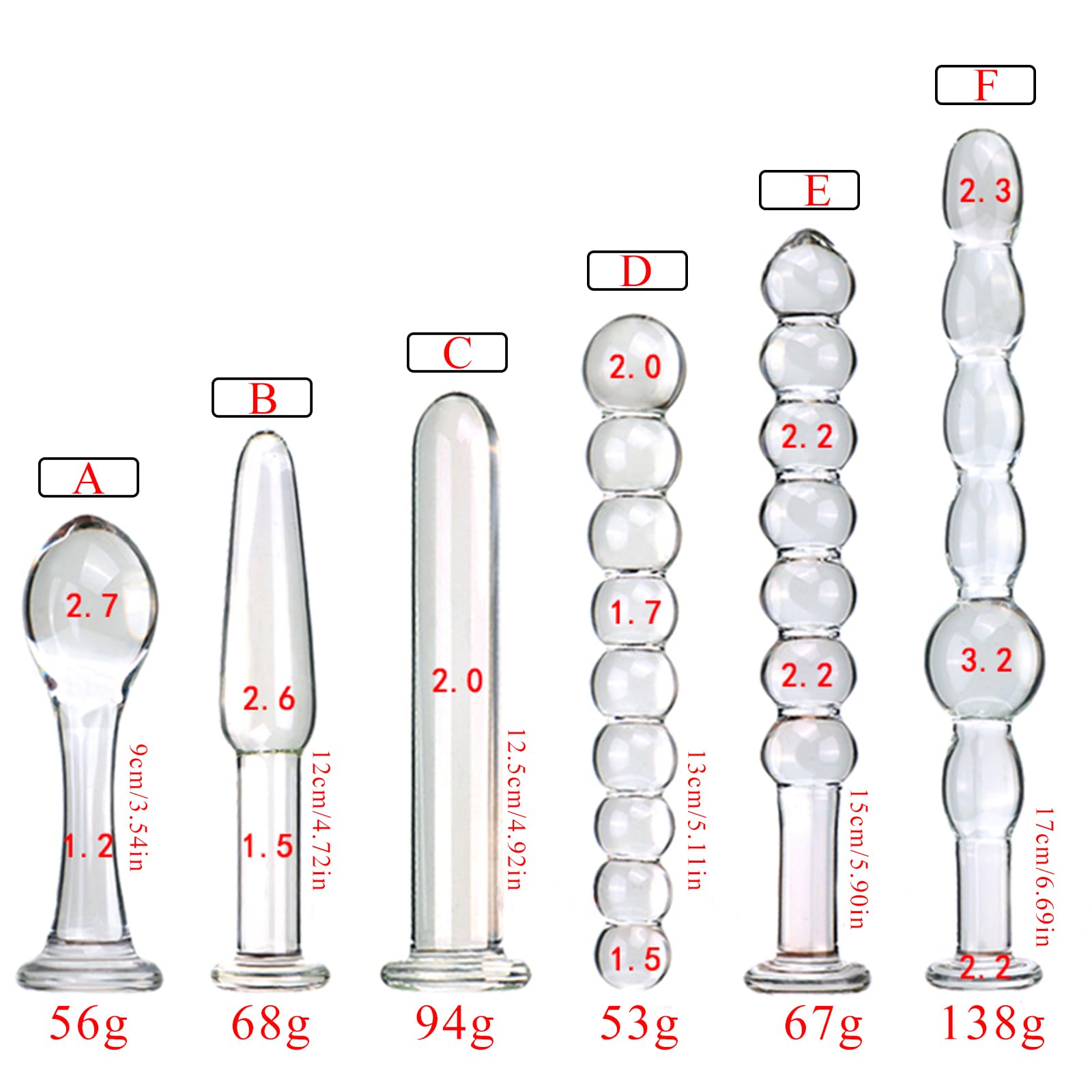 Bolas de tapón anal de vidrio estimulador del punto G 7 tamaños consolador masaje pene masturbación tapón anal SM juguetes sexuales para hombres, parejas (6 Set)