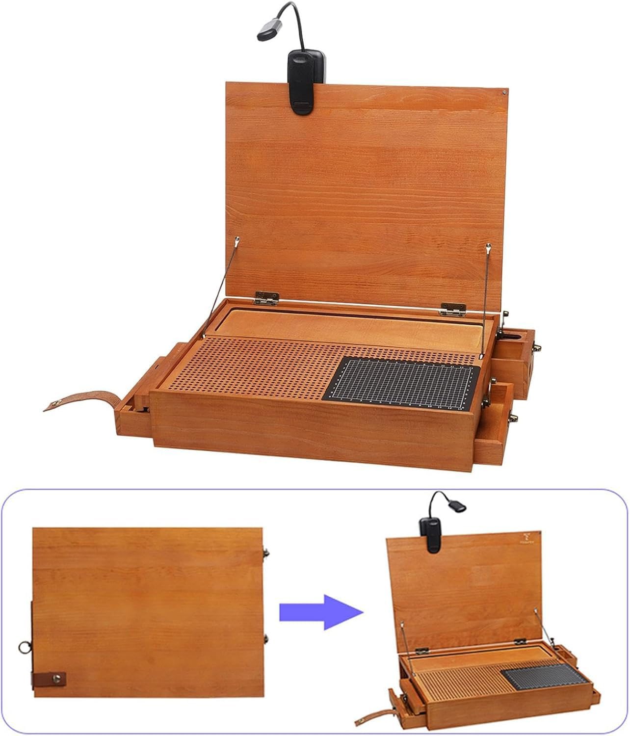 Tavolo da lavoro per modellismo con luce, banco da lavoro multifunzionale portatile per progetti fai da te, artigianato e modellismo