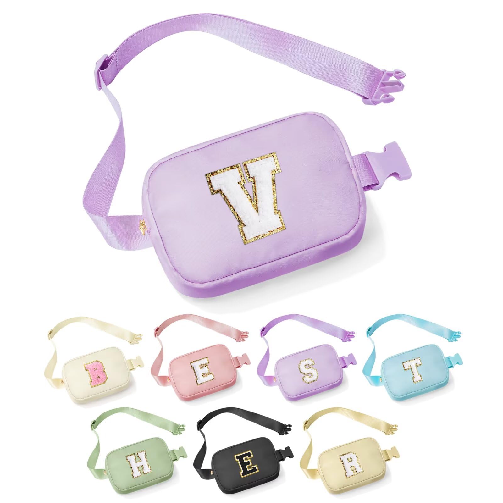 YOOLIFE Birthday Gifts for 4 5 6 7 8 9 10 11 12 13 14 Year Old Girls - Initial Fanny Pack Belt Bag Purse for Girls Teens Daughter Sister Niece,