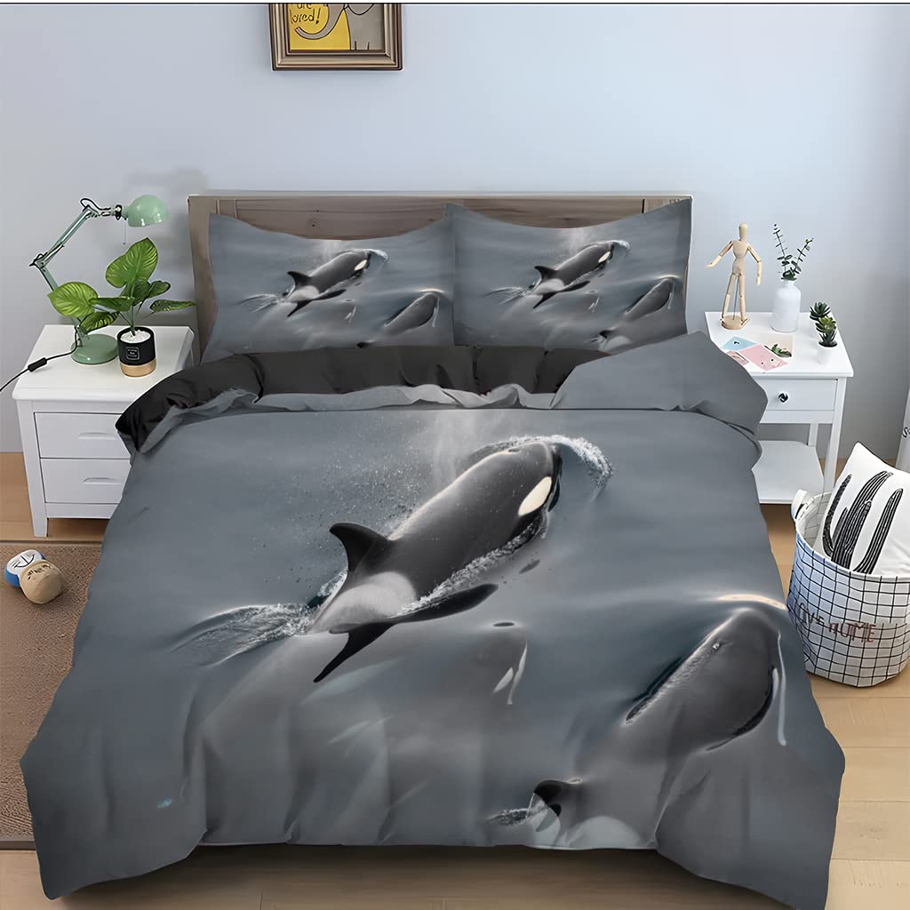 Housse de couette 160x200 baleine noire parure de lit microfibre avec taies