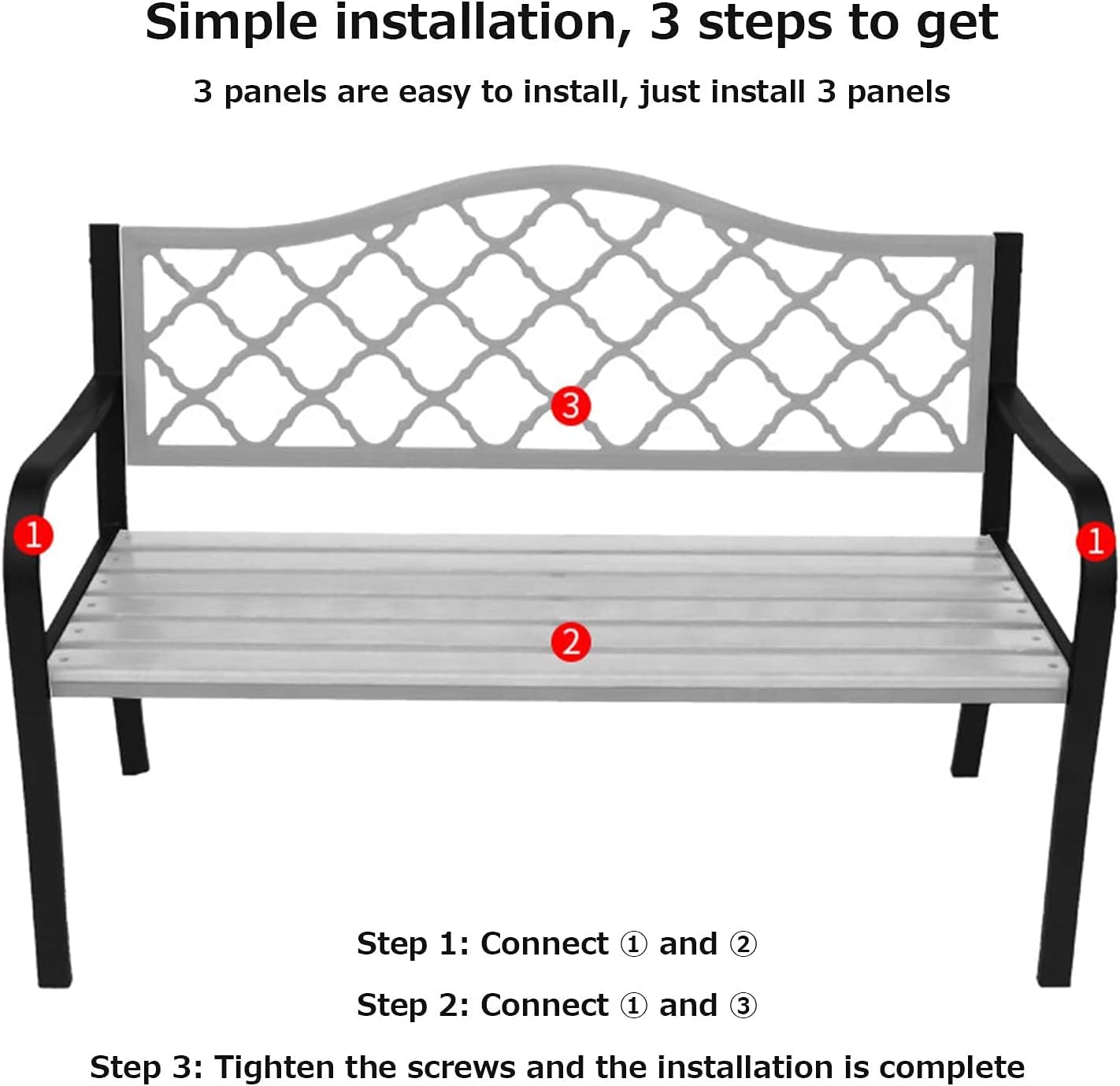 Outdoor Terrace Garden Benches Park Benches Weatherproof Cast Aluminum Courtyard Bench Comfortable 2-Seater Bench with Backrest (Color : A) (A+)