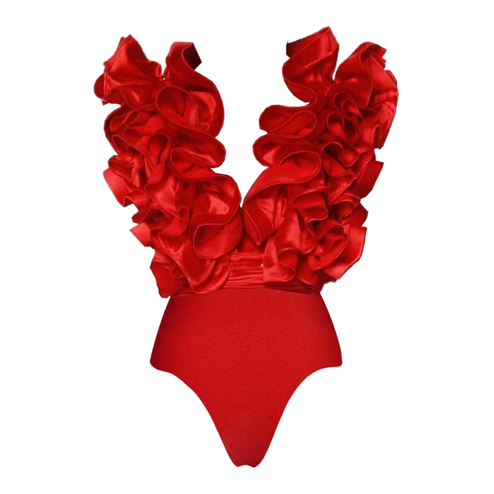 Bañador de una Pieza Espalda Descubierta Reductor Playa Piscina Conjunto de Traje de baño con Falda Irregular y Escote en V de Encaje para Mujer