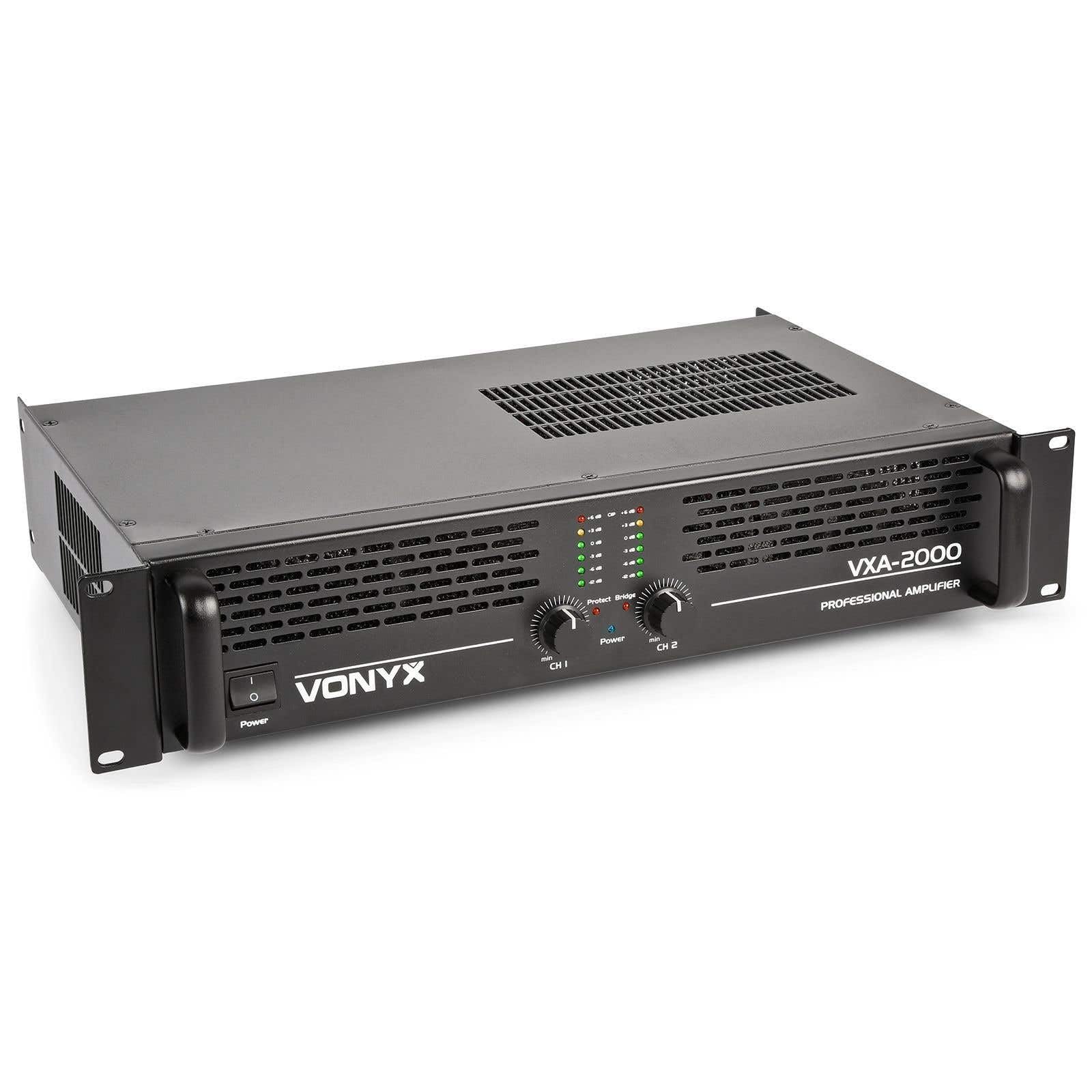 Vonyx VXA-2000 Amplificateur Professionnel 2x 1000 Watts Connexion en Pont Stéréo DJ