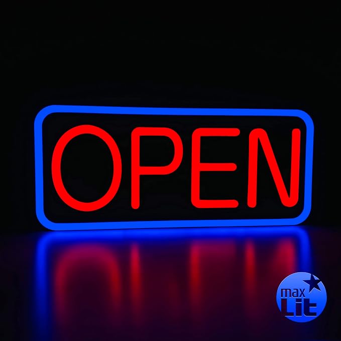 Amazon.com: MaxLit 21'' X 10'' New Ultra Bright LED Neon Sign - OPEN ...