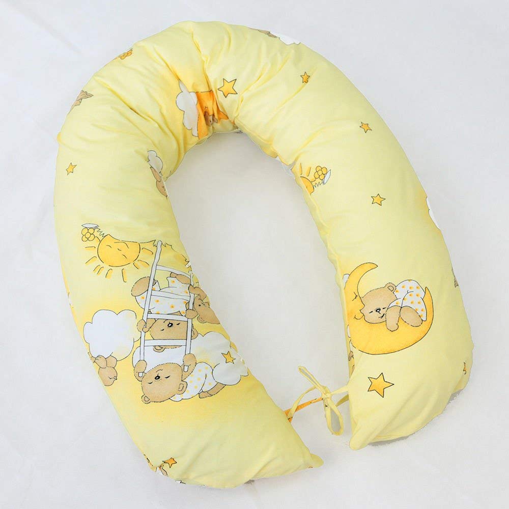 Babymam BREAST FEEDING PILLOW BABY NURSING MATERNITY PREGNANCY COTTON COVER 170CM (Ladder cream)