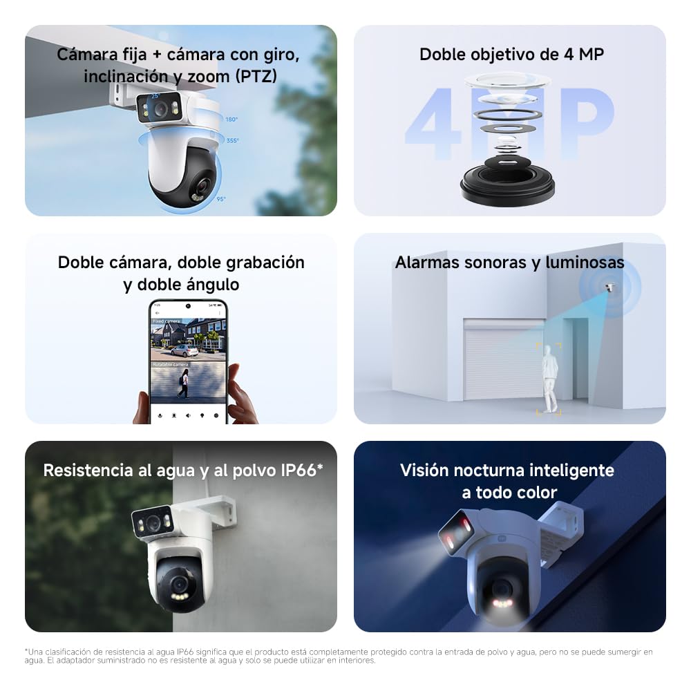 XIAOMI Cámara Exterior CW500 Dual - Calidad de Imagen Ultra HD Doble 2.5K, Detección AI, Wi-Fi 6 de Doble Banda, Chip de Seguridad