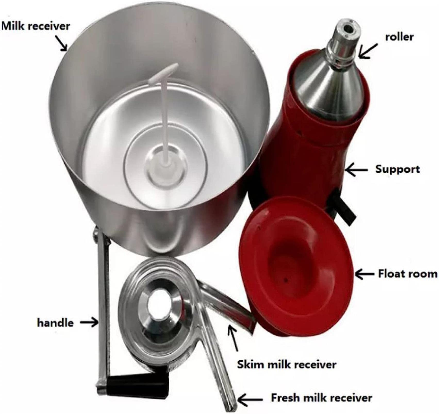 Separador manual de nata/Centrífuga de cocina/Máquina desgrasadora para convertir leche cruda o entera en nata y leche desnatada para leche de oveja, leche de cabra u otros productos lácteos
