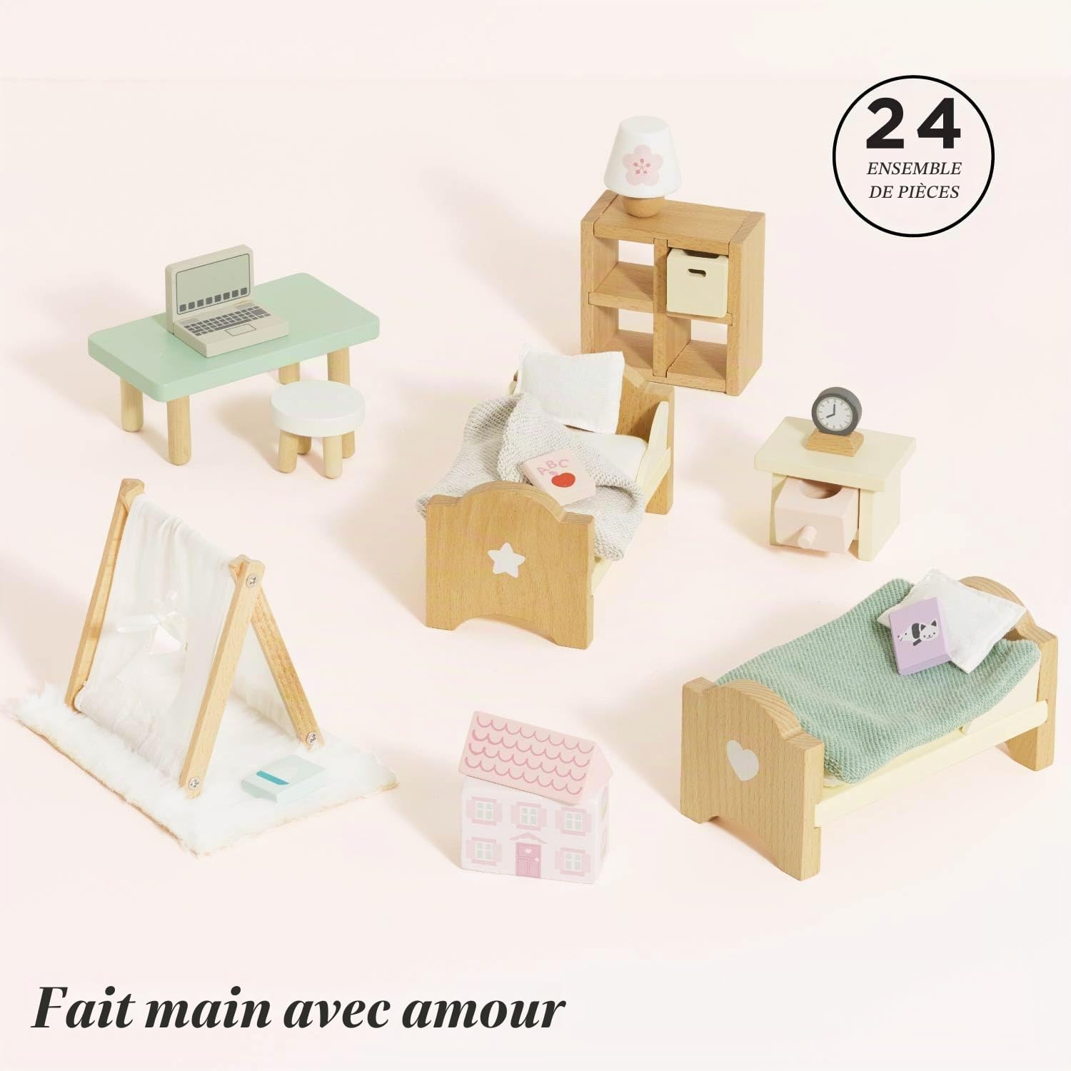 Le Toy Van - Wooden Doll House Daisylane Children's Bedroom Play Set For Dolls Houses , Dolls House Furniture Sets - Suitable For Ages 3+