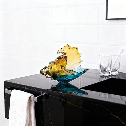 Miniatura 6 de DOVDOV Escultura de caracola de vidrio soplado a mano, decoración costera para el hogar, adorno de concha de arte de vidrio, oficina, centro de mesa