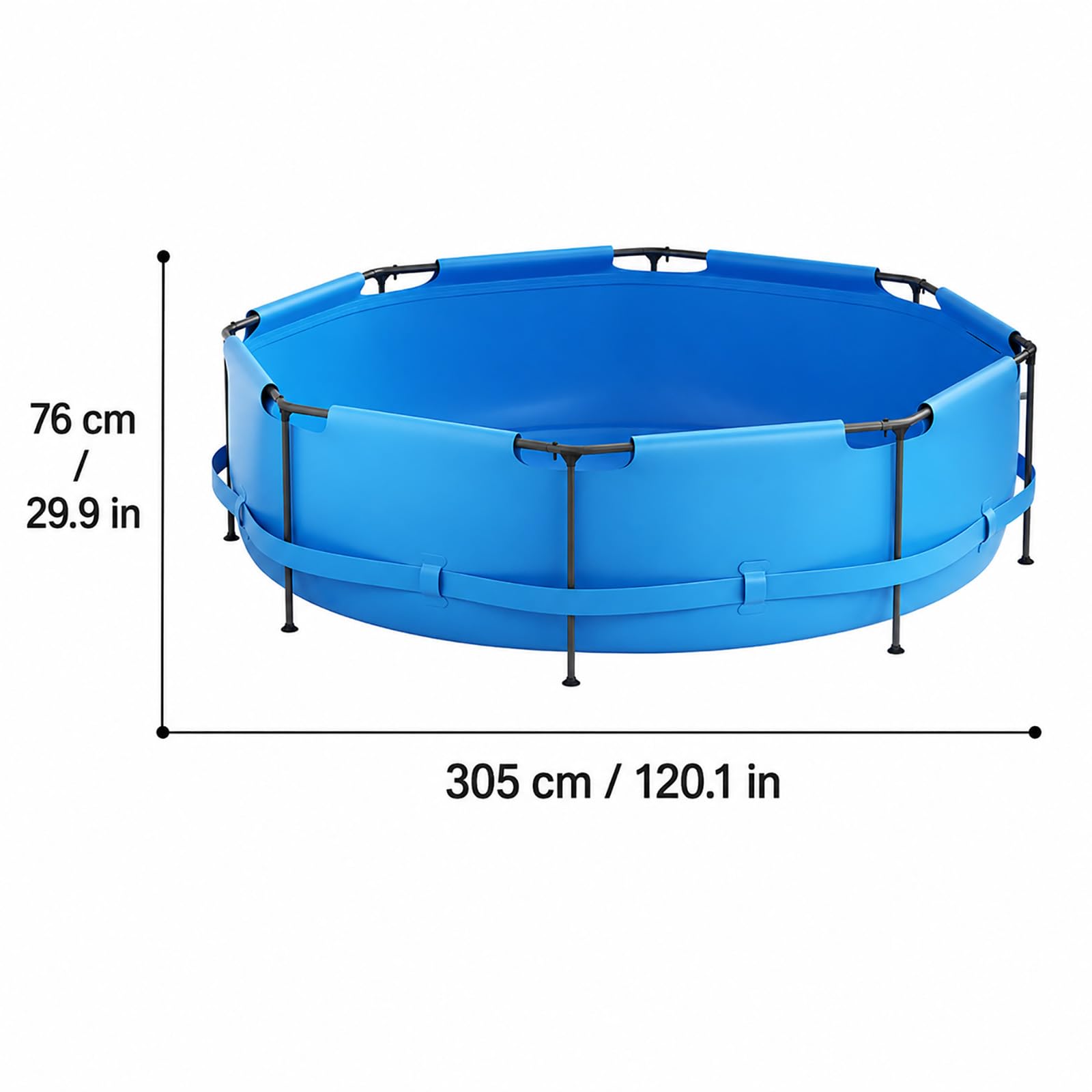 Piscina Fuori Terra Rotonda, Piscina con Struttura in Acciaio | Telaio Rinforzato per un'Area Piscina Stabile e Familiare(blue)