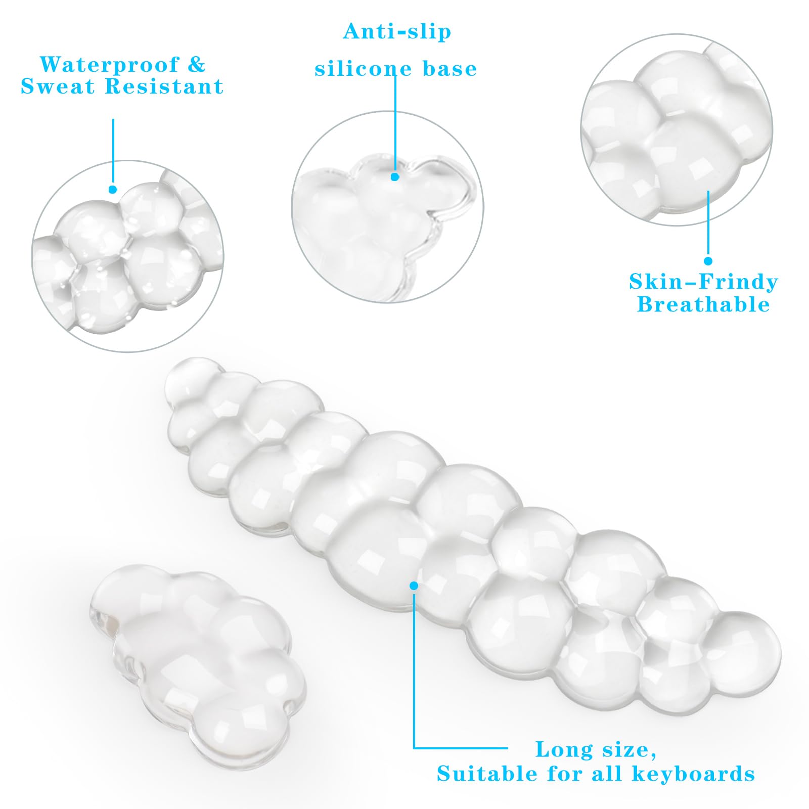 Supporto per tastiera in acrilico trasparente con gel Cloud tastiera e poggiapolsi per mouse, set 3 in 1 inclinabile ergonomico, allevia la digitazione dolorosa, per ufficio/computer/laptop/gaming