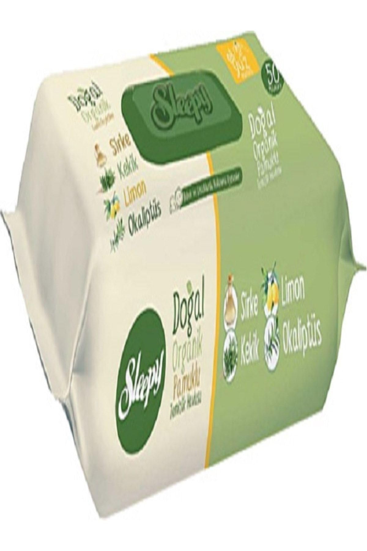 Sleepy Doğal Organik Pamuklu 50 Yaprak Islak Mendil X 2 Paket