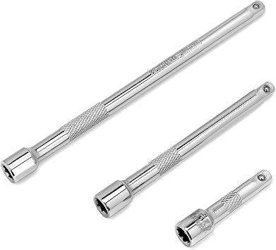 QWORK  3 Piece 1/4 Inch Drive Extension Bar Set,CR-V Steel Extensions Socket, 2", 4", and 6"