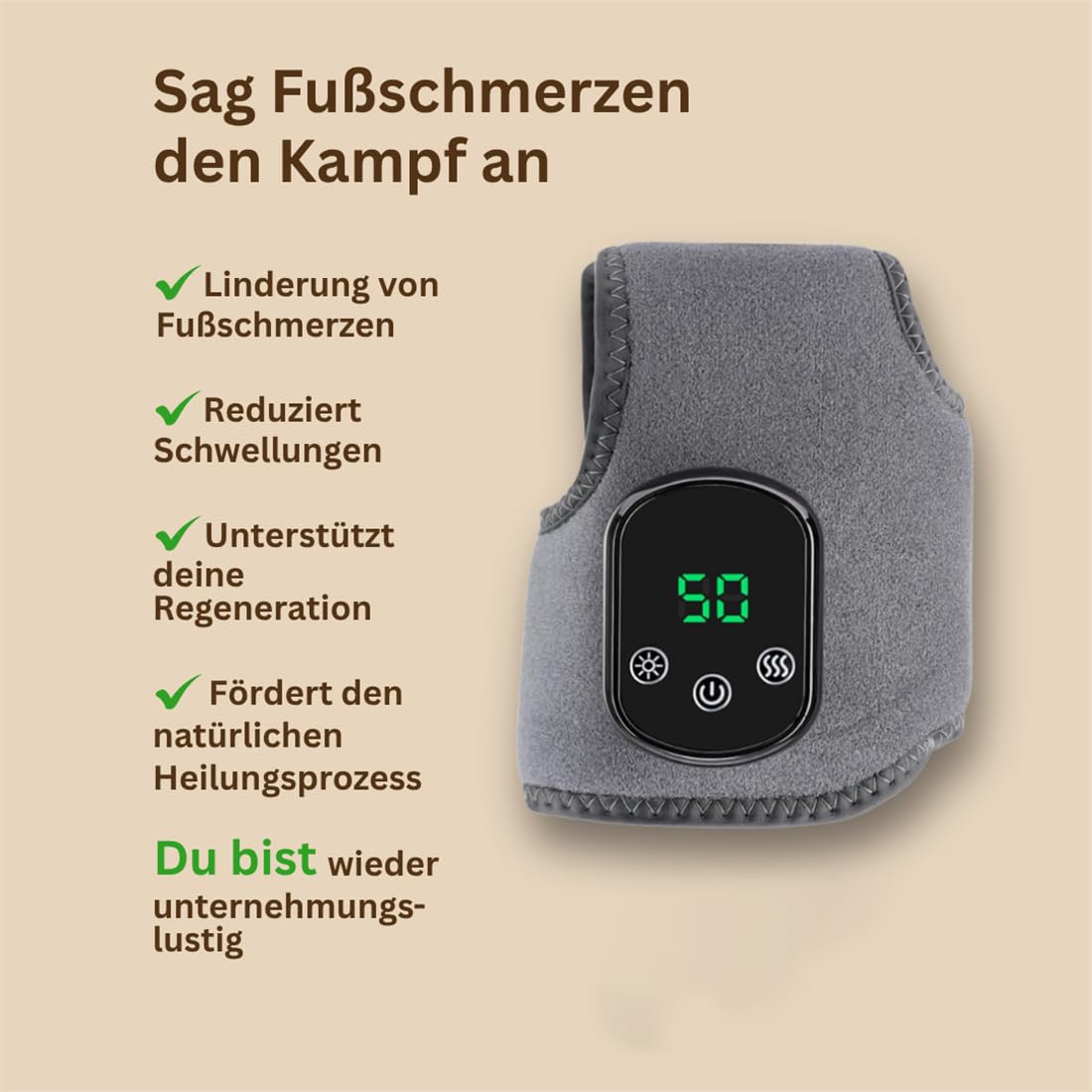 3-in-1 elektrisches Fußmassagegerät mit Wärme & Vibration – kabellos & wiederaufladbar – lindert Plantarfasziitis, Neuropathie & Fußschmerzen – für Senioren, Sportler & Diabetiker