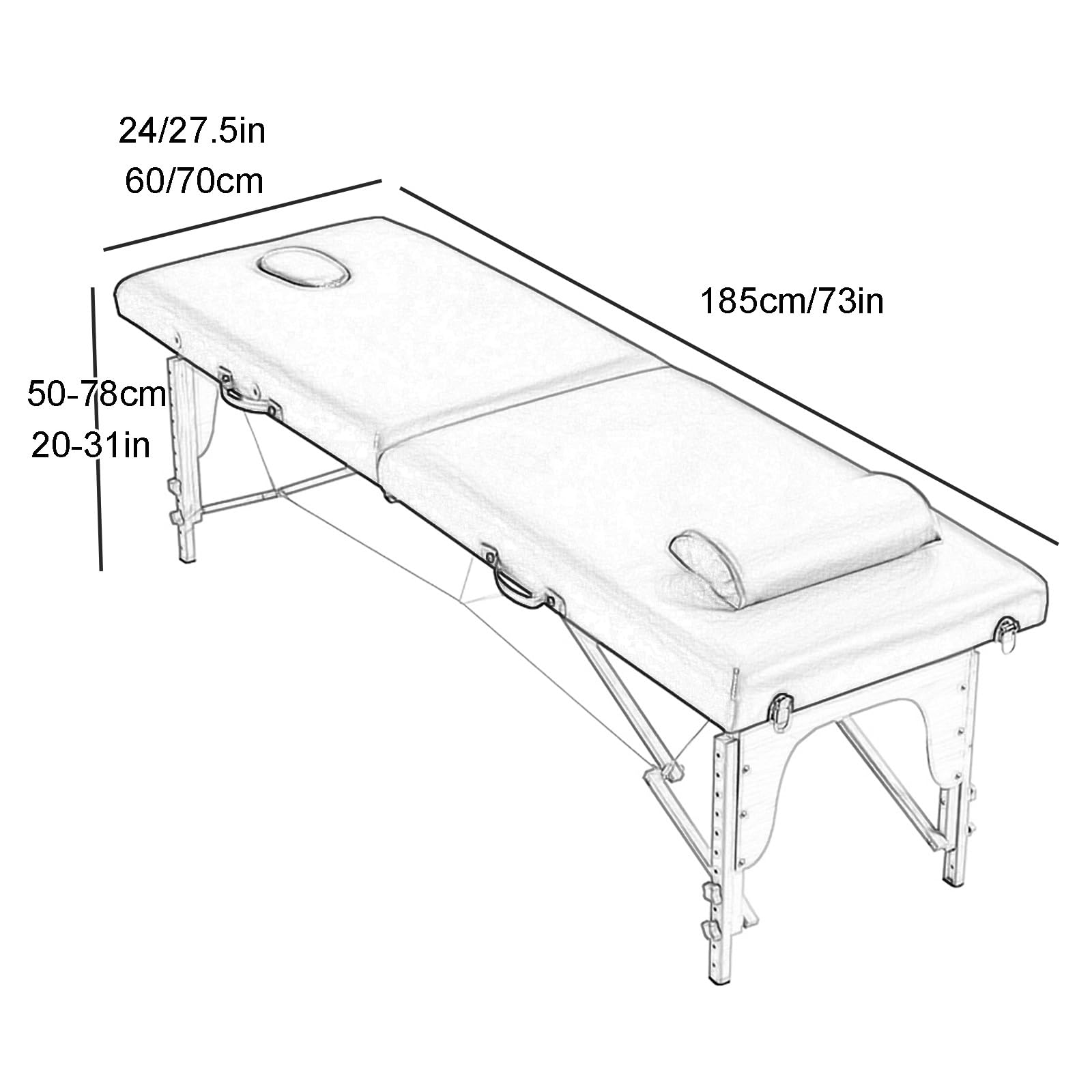 Lettino Massaggio Portatile Lettino for Spa Lettino for Ciglia Regolabile In Altezza 2 Lettino for Massaggi Portatile Pieghevole Lettino for Terapia del Tatuaggio Lettino for Spa(Brown,185*70 cm)
