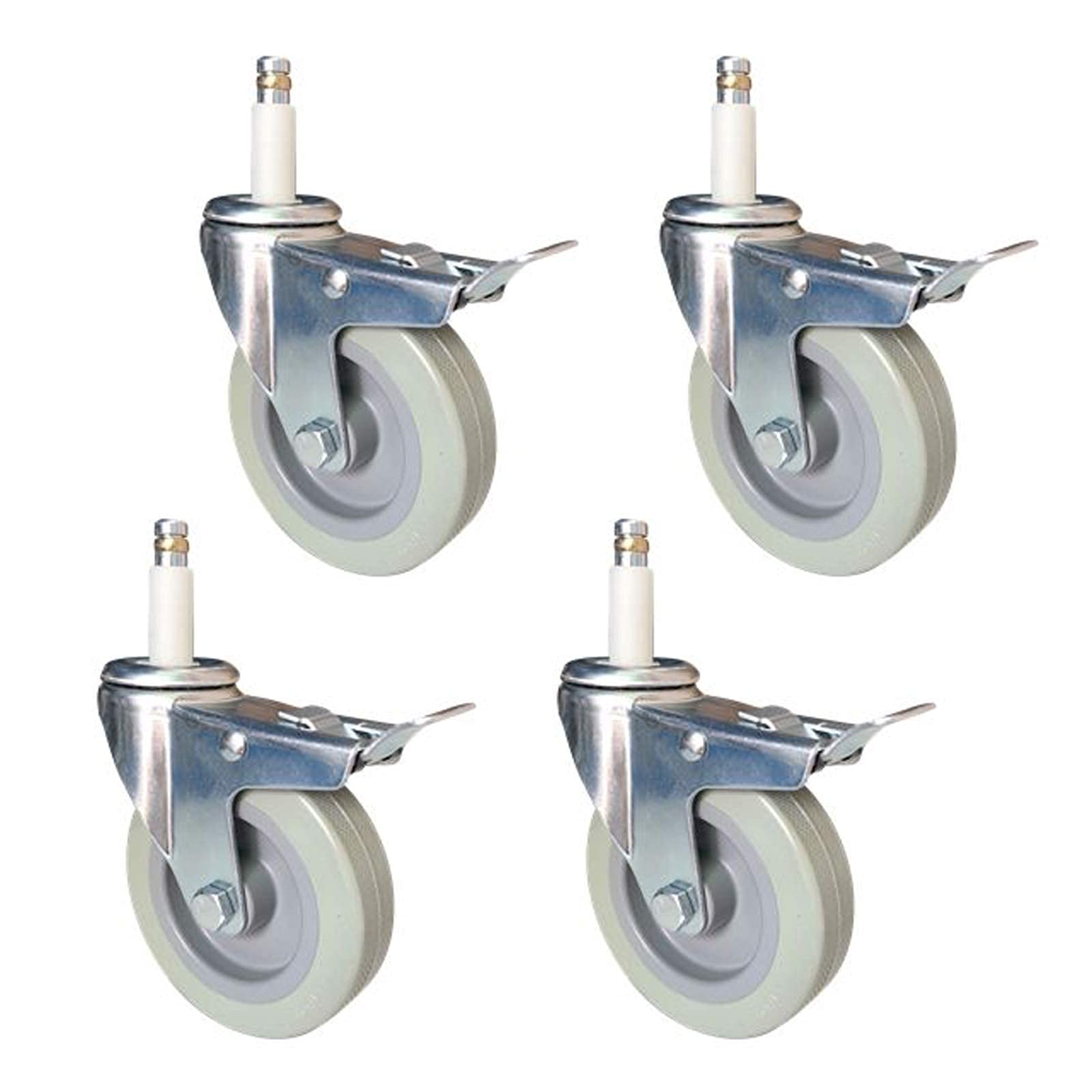GYEQXKT 4" Heavy Duty Swivel Caster Wheels -PU Casters for Kitchen Hotel Carts Workbenches - M11x50mm Stem Set of 4 with Brakes for Smooth Mobility