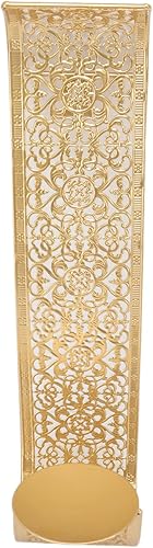 Miniatura 8 de Candelabro de pared con solución de estanterías, hueco dorado, tallado exquisitos detalles, portavelas de pared de metal para sala de estar,