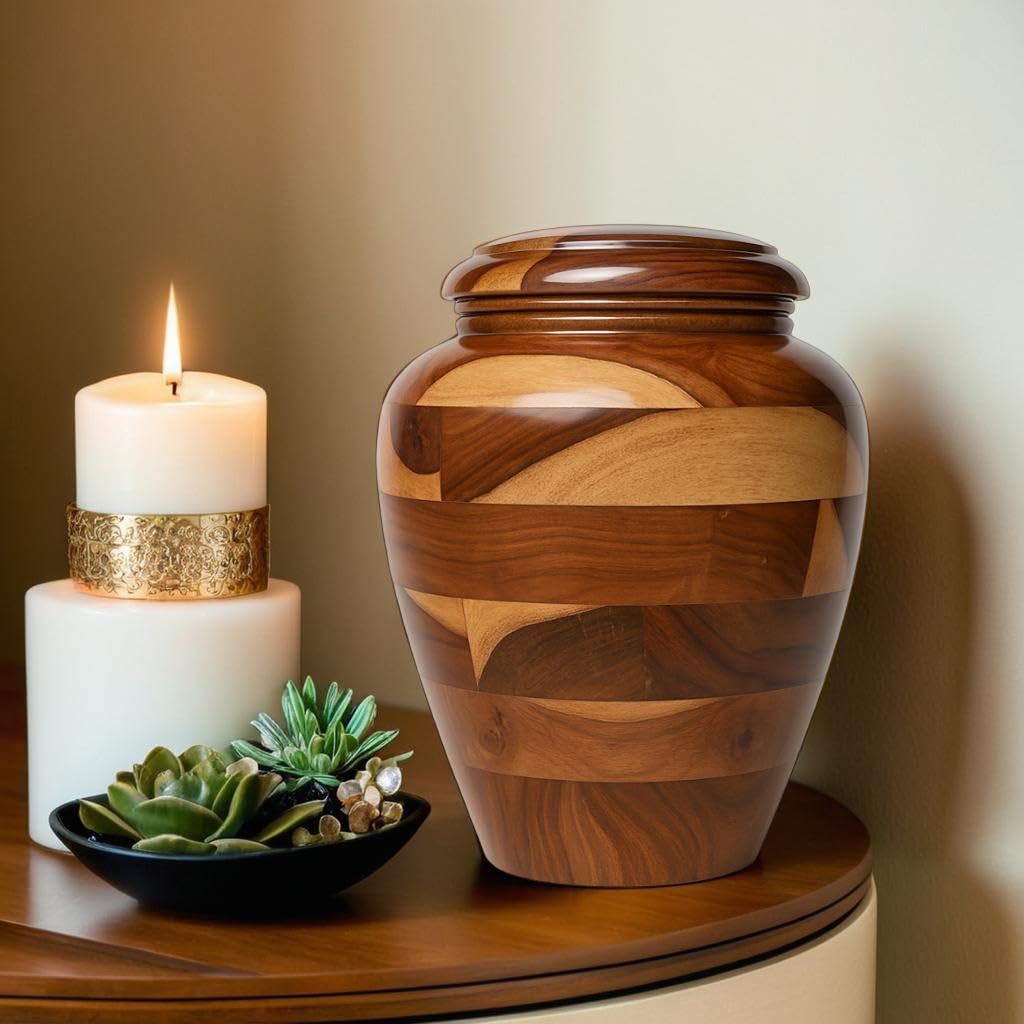 Urna de cremación grande de madera, conmemorativa hecha a mano para cenizas humanas, urna funeraria para adultos para hombres y mujeres (palisandro, grande (200 pulgadas cúbicas))