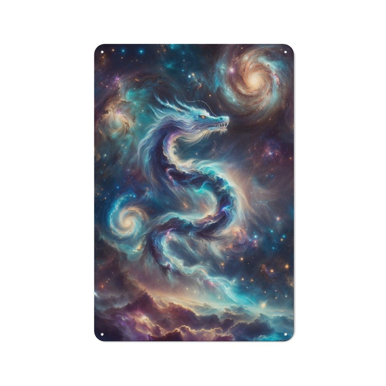 Junmoney Celestial Stardust Dragon Vintage Tin Sign 30X20cm With For Garage Wall, Suited To People Furnishing A Garage