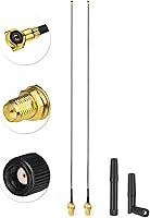 Vista 6 de Eightwood Antena WiFi pequeña de banda dual 2.4GHz 5GHz RP-SMA antena macho con RP-SMA cable hembra 9.8in para tarjeta de red M.2 NGFF PC