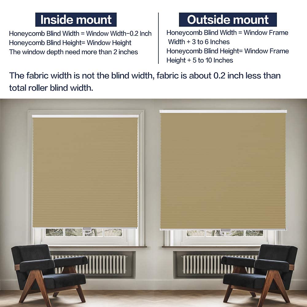 Pare-soleil cellulaire sans fil - En nid d'abeille - Beige - Occultant - Taille sur mesure