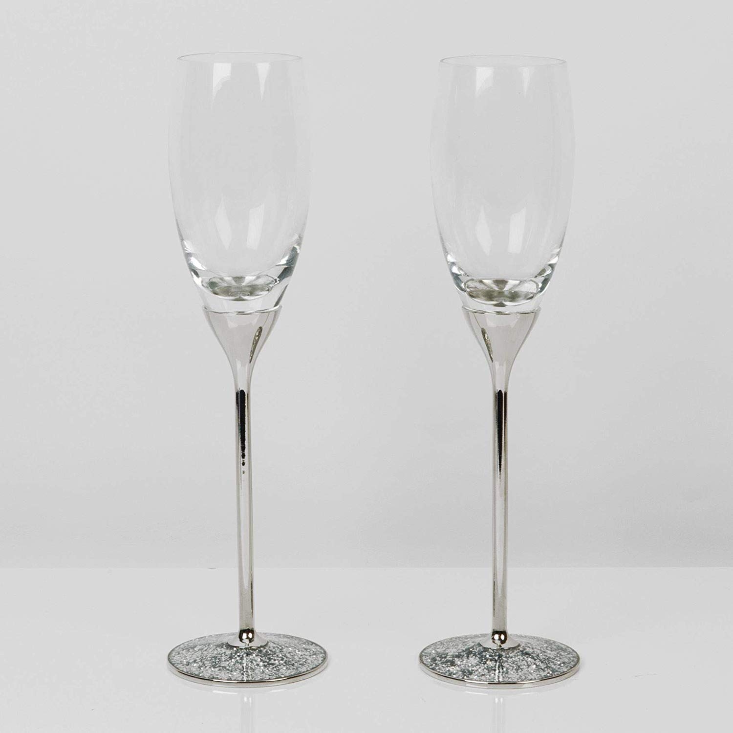 Flûtes à champagne personnalisables argentées gravées pour verres de fête de mariage