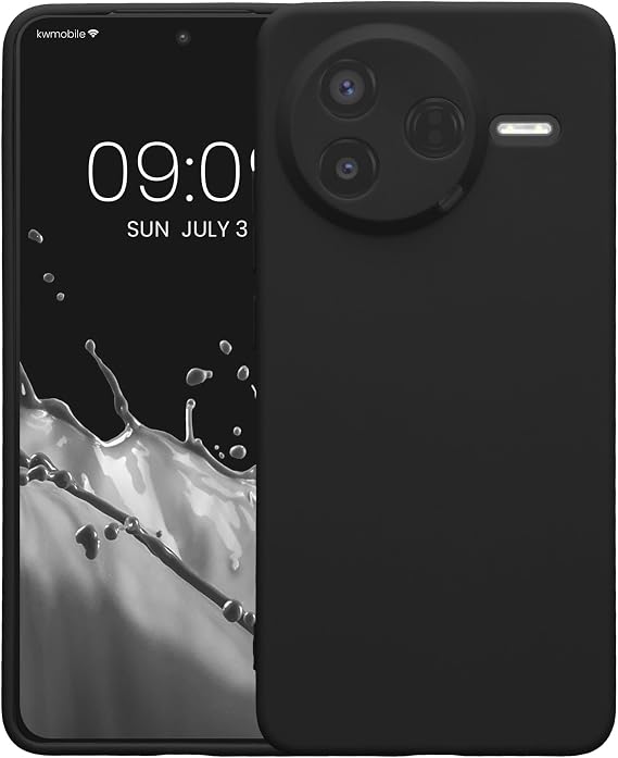 kwmobile Case for Xiaomi Poco F7 Pro Case - Protective Slim TPU Phone Cover - Soft Matte Finish - Black Matte