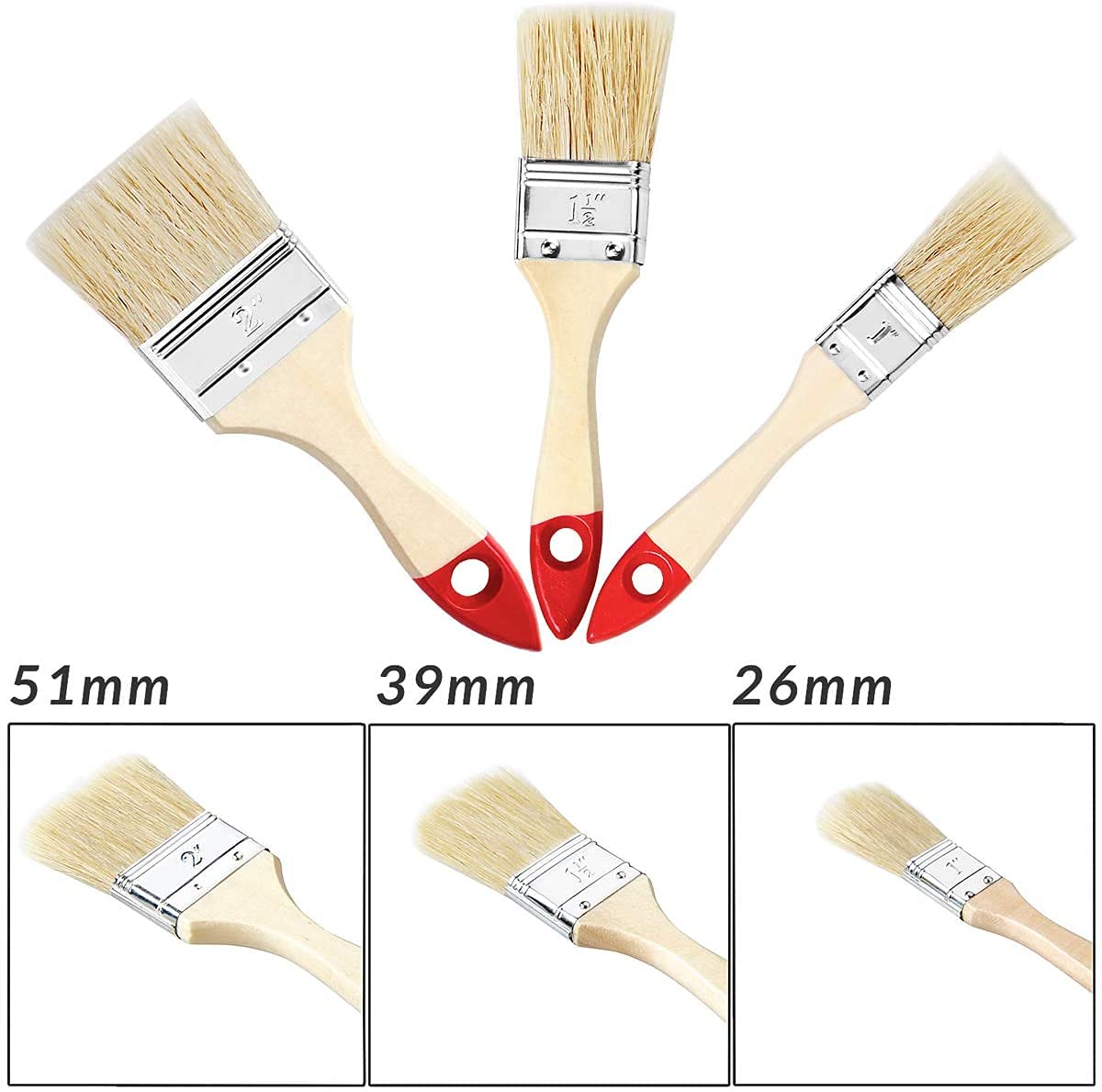 DARIT Pack of 24-1 Inches Bristle Paint Brush Set Chip Paint Brushes Treated Wood Handle Paint Brush, Professional Brush Set, Trim Paint Brush for Wall Furniture Fence Crafts (1", 24) 1