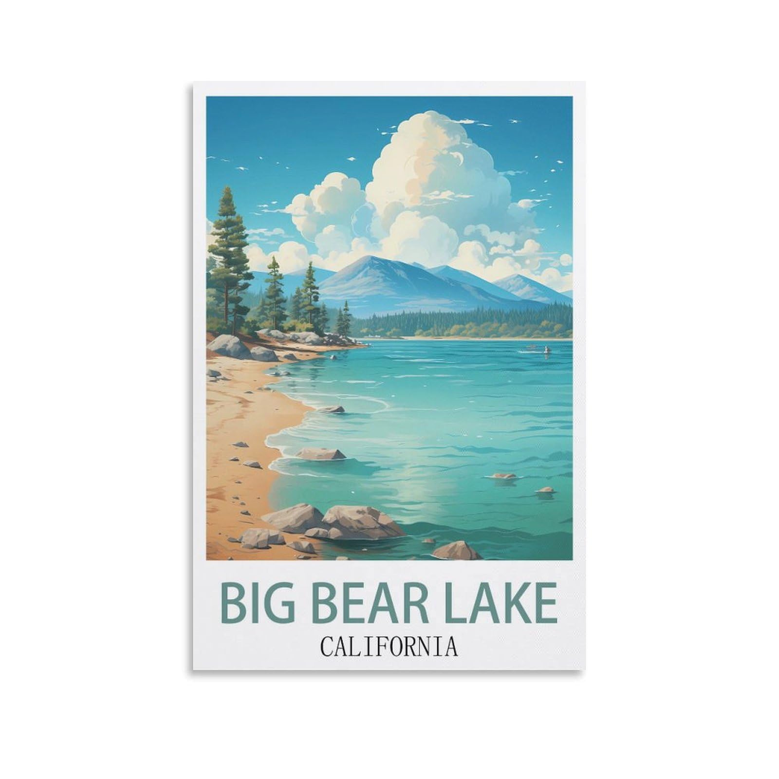 Vintage Metal Tin Sign Travel Tin Signs Metal Poster Wall Decor Office Cafe Bathroom Badroom Big Bear Lake California Posters 30x30cm