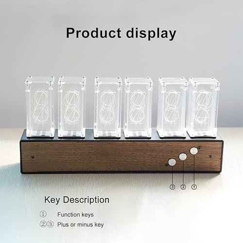 Miniatura 2 de Reloj Nixie, simulación de reloj de tubo Nixie, reloj creativo RGB de madera, Reloj de mesa moderno Reteo, Luz de ritmo de recogida, Reloj de tubo