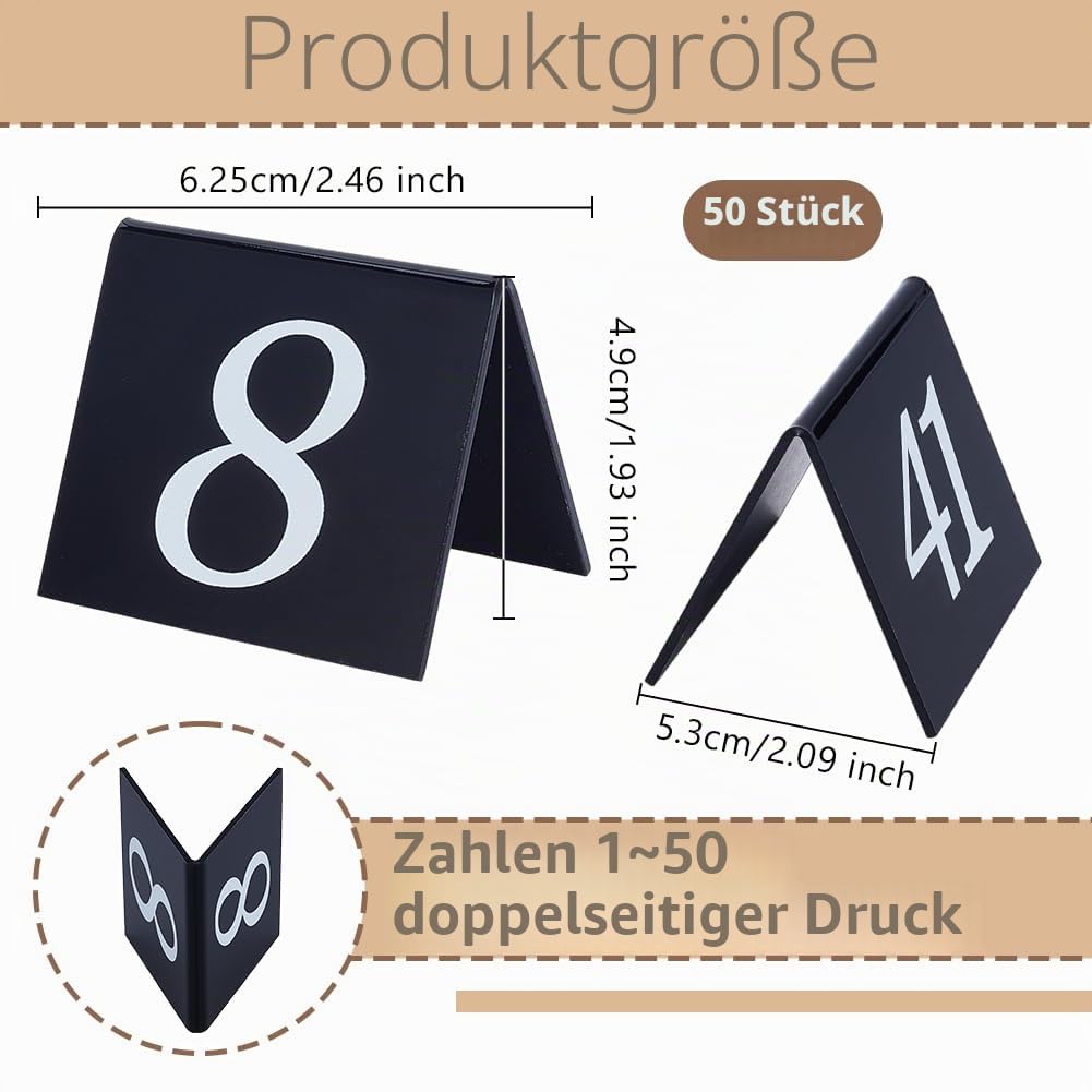 OLYCRAFT 50 Stück Acryl Tischnummernschilder Im Zeltstil 1 50 doppelseitige Schwarze Tischnummernschilder Acryl Zelt Tischnummernständer Schilder 5.3x6.3x4.9cm Für Hochzeitsfeiern Bankette Empfänge