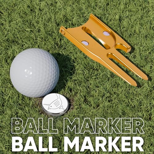 Image of Golf Divot Repair Tool. Golf Ball Marker. Birdicorn Divot Tool (Gold w /Ball Marker)