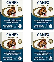 Kit com 4 Caixas Vermífugo Canex Composto para Cães 4 Comprimidos em cada caixa Multicoloridos Anti verme Casa Buritis