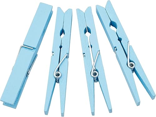 Miniatura 4 de Juvale Pinzas de madera para baby shower y colgar (4 pulgadas, azul, paquete de 100 unidades)
