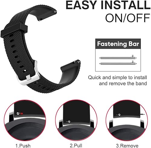 Miniatura 7 de Compatible con Garmin Vivoactive 3, 0.787 in, silicona de repuesto, correa de liberación rápida, para Garmin Vivoactive 3vivomove HRForerunner