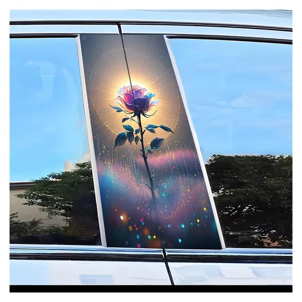 Auto Accessory 2 PCS Car Center Pillar Stickers Rose Scratch Protection