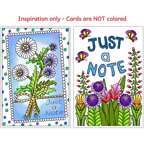 Image of Art Eclect Coloring Note Cards for Adults with Envelopes - Just a Note | Color Your Own Notecards - Blank Inside for Your Personal Message - 10 Different Designs and 10 Envelopes (JustNote /10)