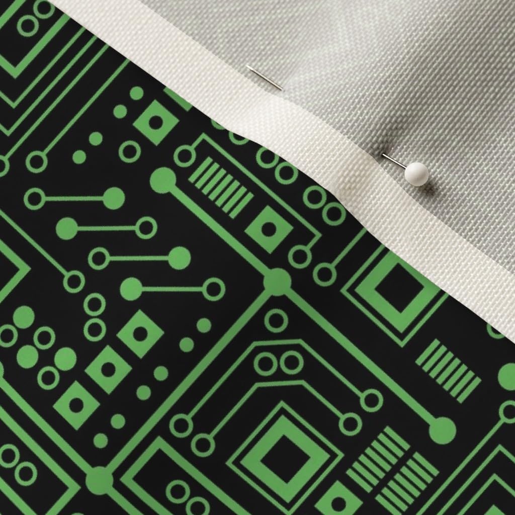 Spoonflower Fabric - Evil Circuit Board Green Robot Nerd Geek Computer Science Tech Stem Printed on Upholstery Velvet Fabric Fat Quarter - Upholstery Home Decor Bottomweight Apparel