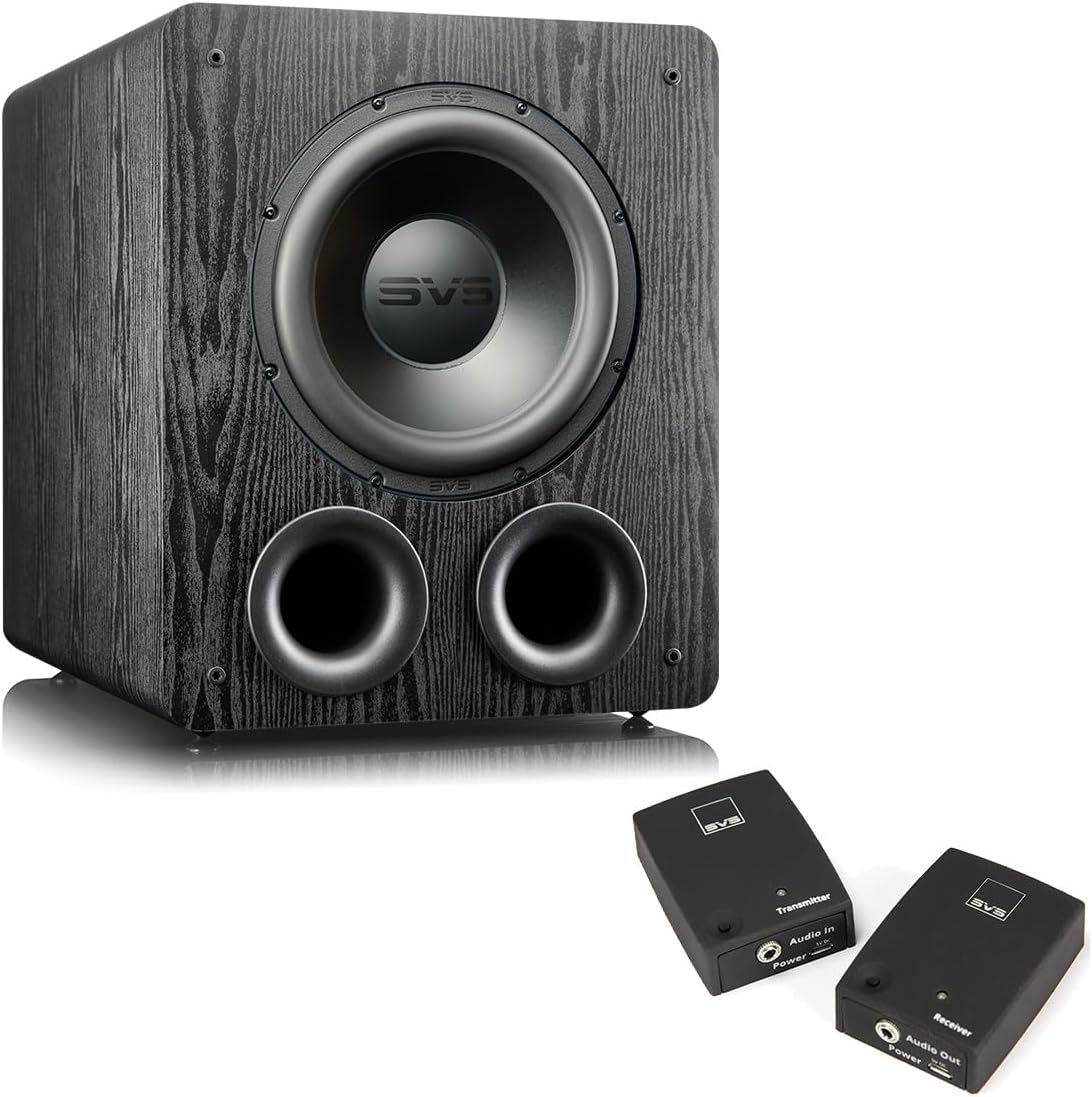 SVS PB-2000 Pro 12 Inch Ported Subwoofer with SoundPath Wireless Audio Adapter (Premium Black Ash)